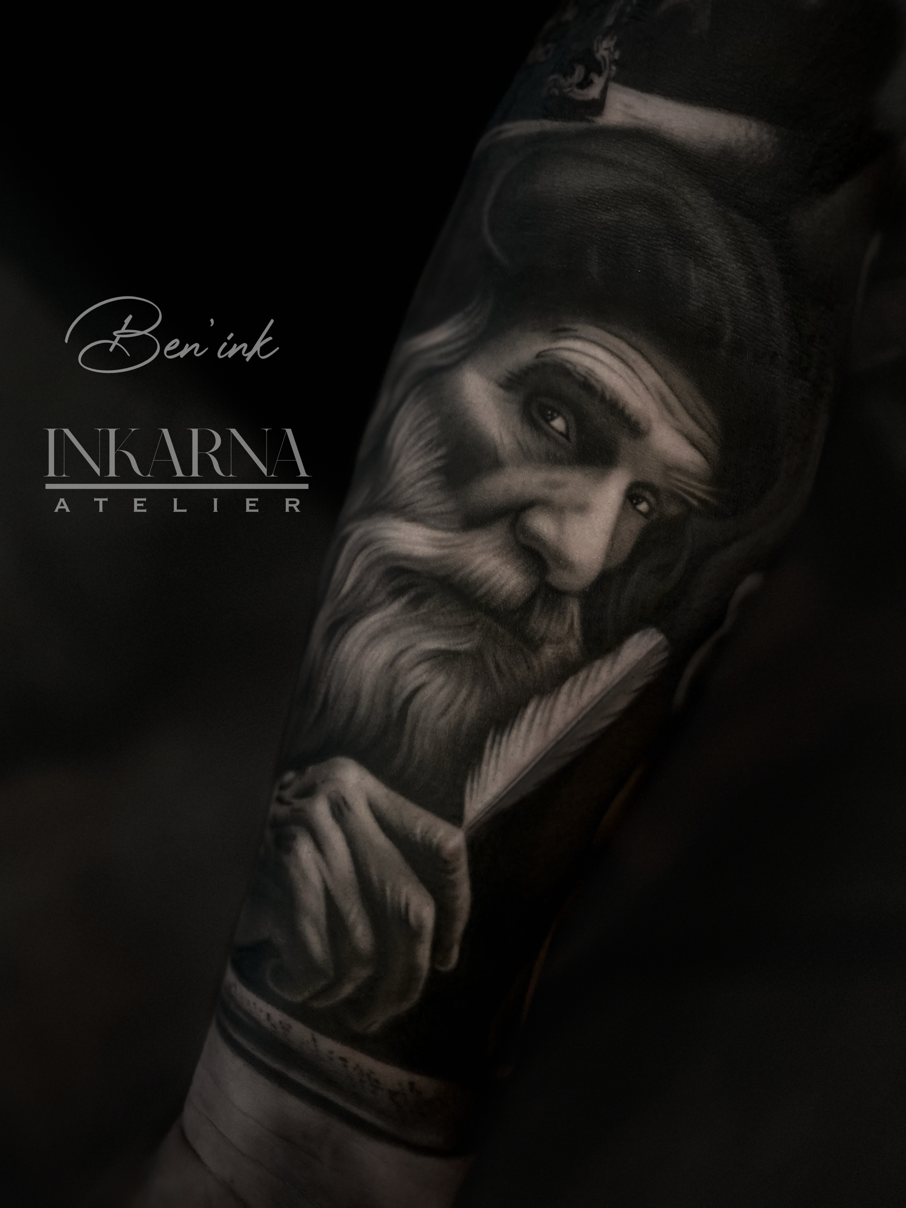 Léonard de Vinci — tatouage par Ben INK